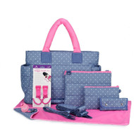 CiPU CT-Bag 2.0 ECO Diaper Bag Tote 9 Piece Combo Set (Lalaya Polka Dots)