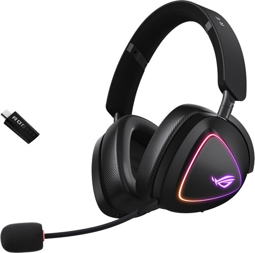 ASUS ROG Delta II Wireless Gaming Headset (BT, ROG SpeedNova 2.4GHz, 3.5mm, 110HR Battery, DualFlow Audio, for PC, Switch, PS5, Xbox)- Black