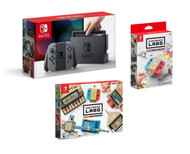 Nintendo Labo Variety Kit, Customization Set, and Nintendo Switch Console with Gray Joy Con Bundle
